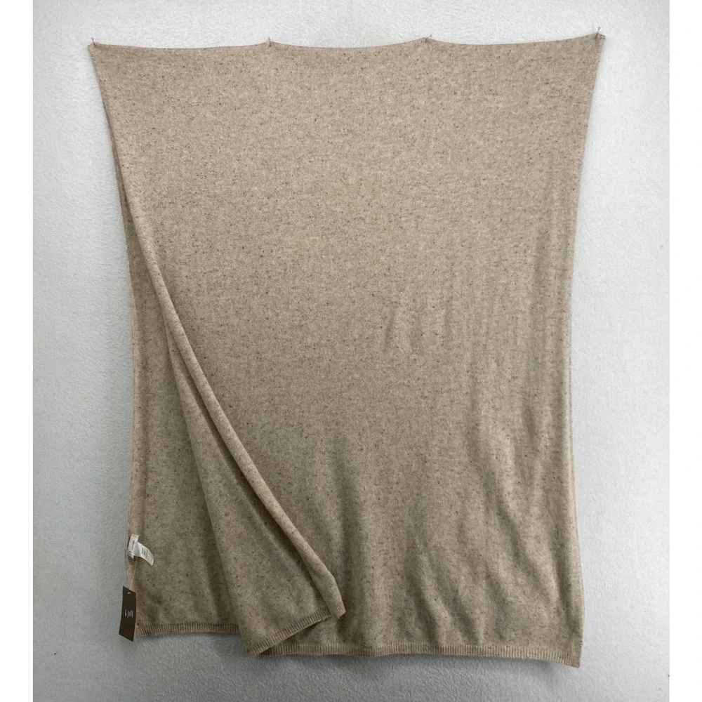 J.JILL Scarf Cashmere Sweater Knit Speckled Shawl Wrap Beige 31